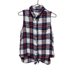 Beach Lunch Lounge Lumberjack Plaid Tank Size M NWOT